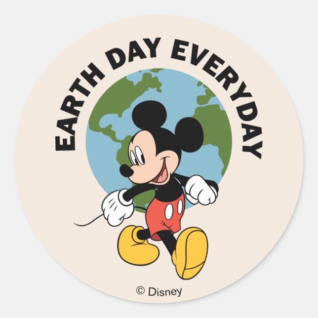 Mickey | Earth Day Everyday Classic Round Sticker (Front)