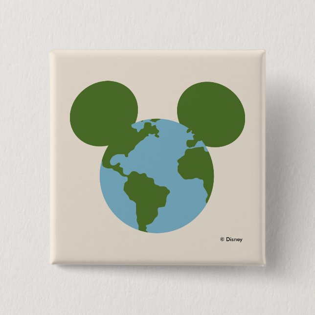 Mickey Earth Icon 2 Inch Square Button (Front)