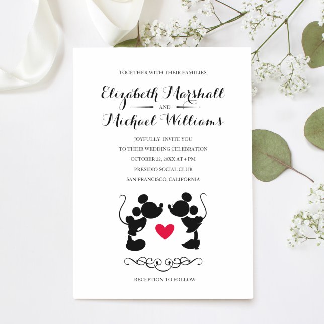 Mickey et Minnie Mariage | Invitation Silhouette (Créateur téléchargé)