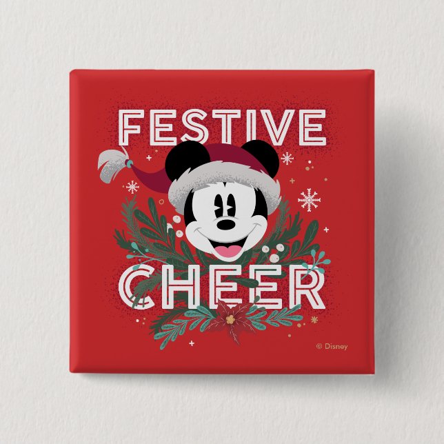 Mickey | Festive Cheer 2 Inch Square Button (Front)