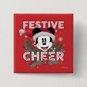 Mickey   Festive Cheer 2 Inch Square Button