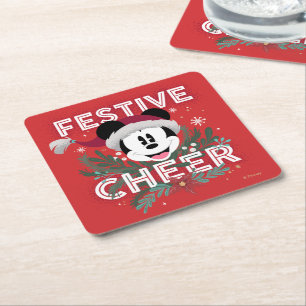 Mickey   Festive Cheer Square Paper Coaster