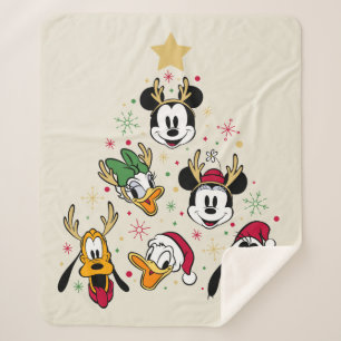 Mickey & Friends Character Christmas Tree Sherpa Blanket