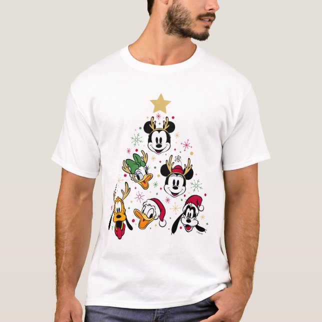 Mickey & Friends Character Christmas Tree T-Shirt (Front)