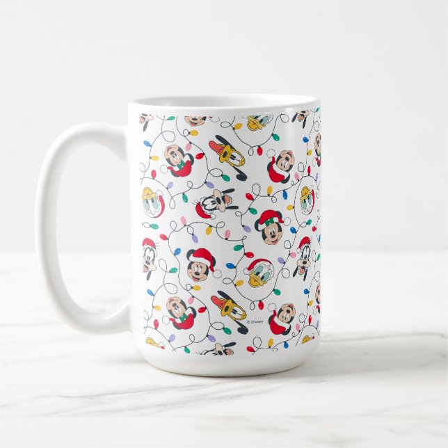 Mickey & Friends | Christmas Lights Pattern Coffee Mug (Left)