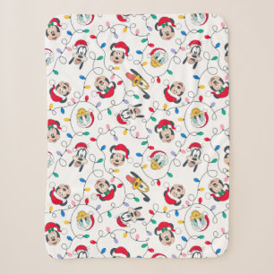 Mickey & Friends   Christmas Lights Pattern Sherpa Blanket
