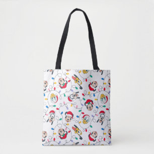 Mickey & Friends   Christmas Lights Pattern Tote Bag