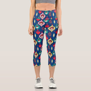 Mickey & Friends   Christmas Ornament Pattern Capri Leggings