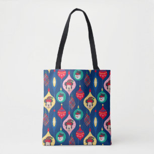 Mickey & Friends   Christmas Ornament Pattern Tote Bag