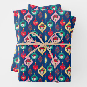 Mickey & Friends   Christmas Ornament Pattern Wrapping Paper Sheet