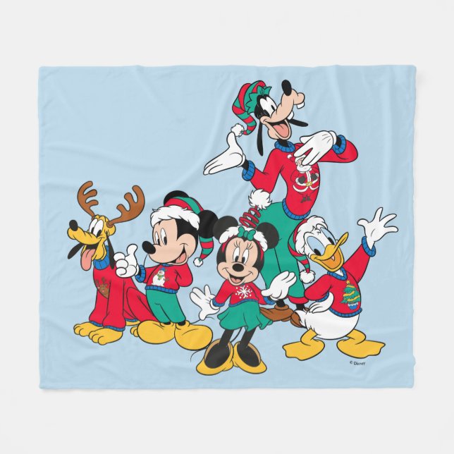 Mickey & Friends | Christmas Outfits Fleece Blanket (Front (Horizontal))