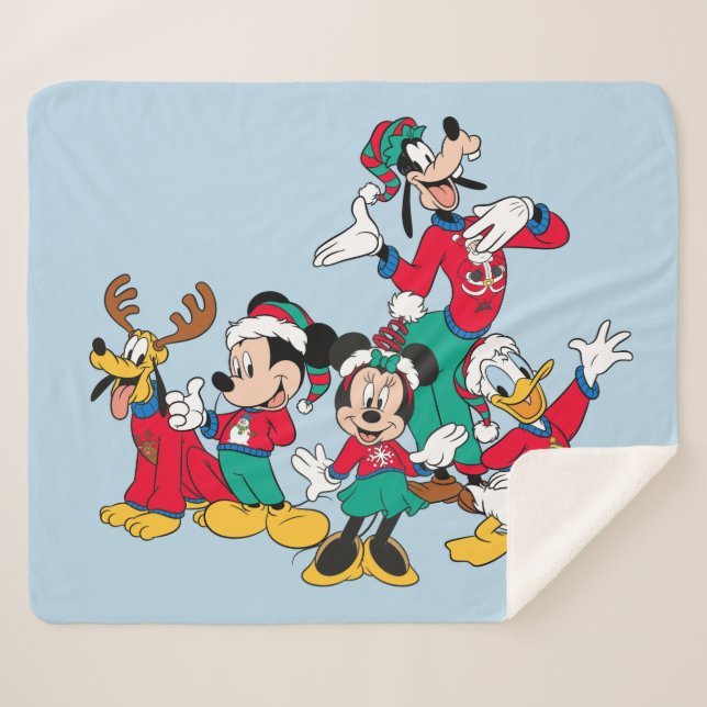 Mickey & Friends | Christmas Outfits Sherpa Blanket (Front (Horizontal))