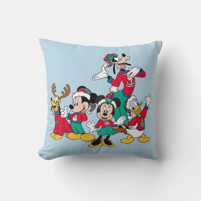 Mickey & Friends | Christmas Outfits Throw Pillow (Front)
