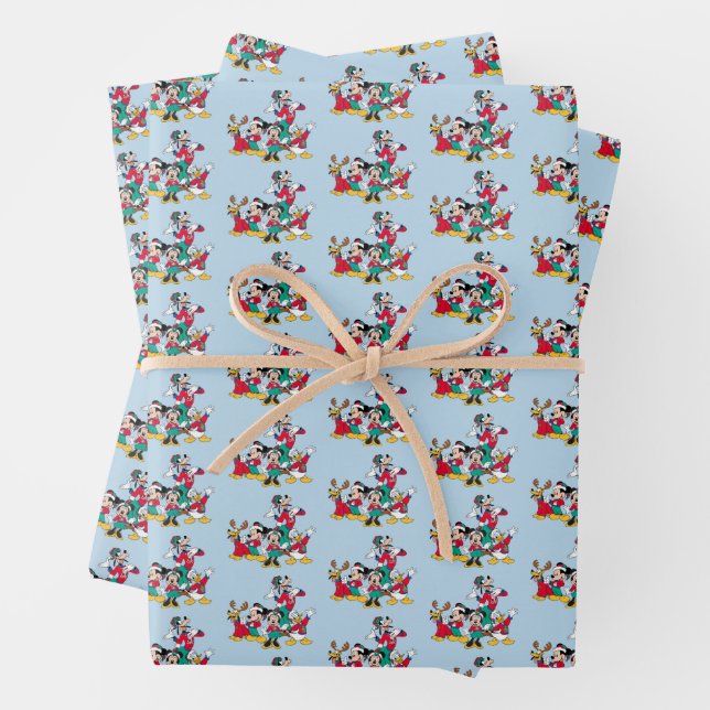 Mickey & Friends | Christmas Outfits Wrapping Paper Sheet (In situ)