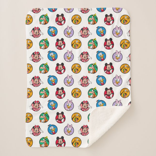 Mickey & Friends Classic Circles Pattern Sherpa Blanket (Front)