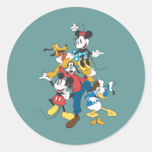 Mickey & Friends Classic Group Round Sticker