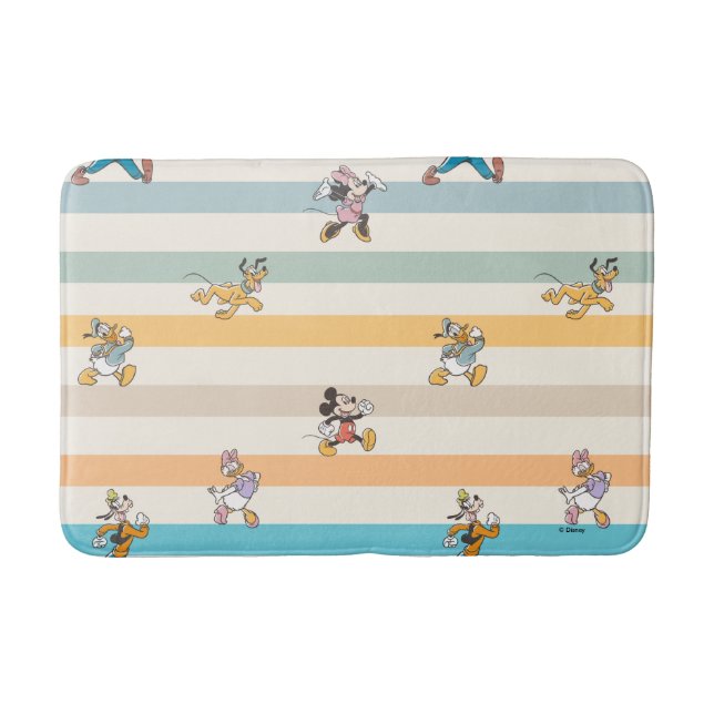 Mickey & Friends Classic Multi-Stripe Pattern Bath Mat (Front)