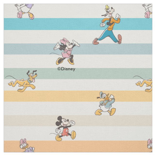 Mickey & Friends Classic Multi-Stripe Pattern Fabric (Swatch)