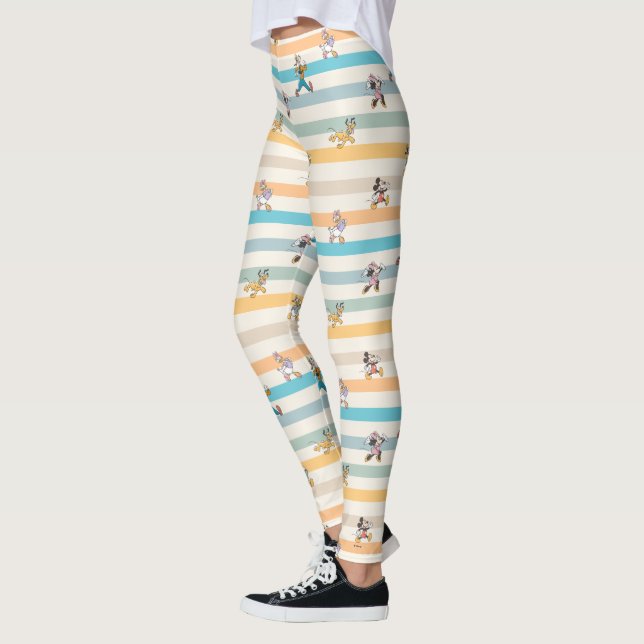 Mickey & Friends Classic Multi-Stripe Pattern Leggings (Left)