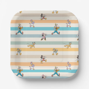 Mickey & Friends Classic Multi-Stripe Pattern Paper Plate