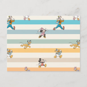 Mickey & Friends Classic Multi-Stripe Pattern Postcard