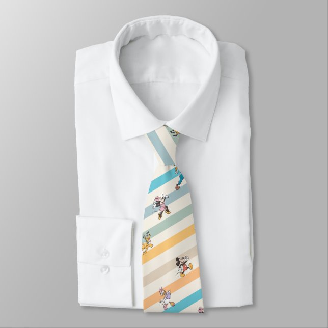 Mickey & Friends Classic Multi-Stripe Pattern Tie (Tied)