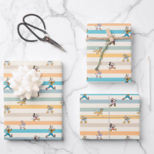 Mickey & Friends Classic Multi-Stripe Pattern Wrapping Paper Sheet
