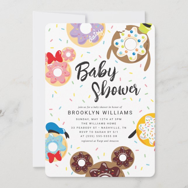 Mickey & Friends Doughnut - Baby Shower Invitation (Front)
