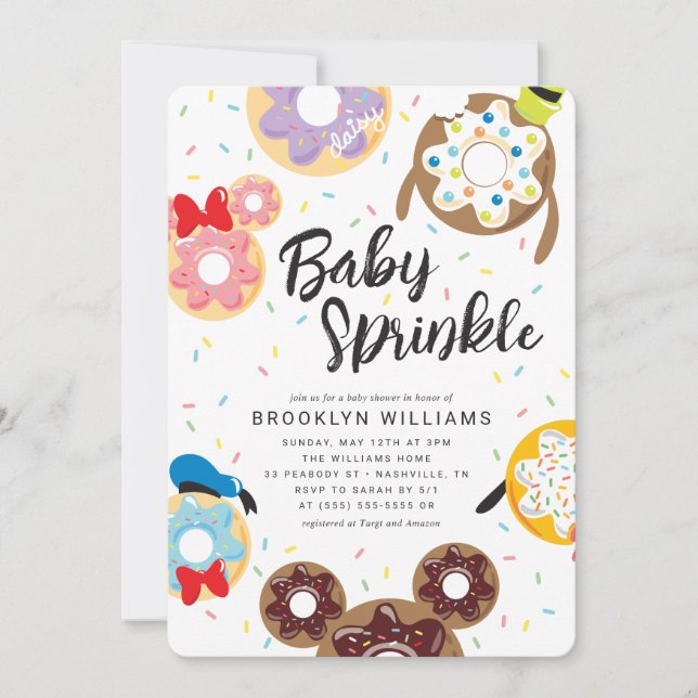 Mickey & Friends Doughnut Baby Sprinkle - Baby Sho Invitation (Front)