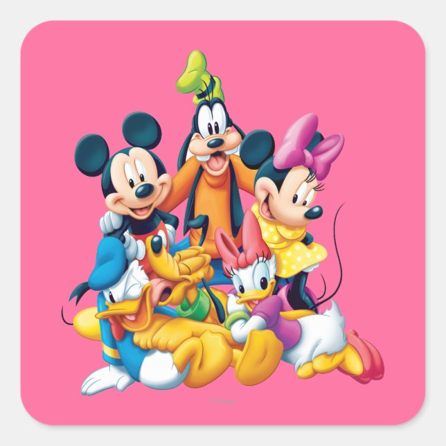 Mickey & Friends | Fab Five Square Sticker (Front)