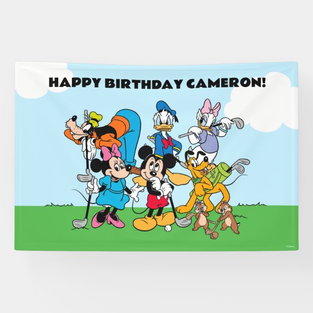 Mickey & Friends Golf Birthday Banner (Horizontal)