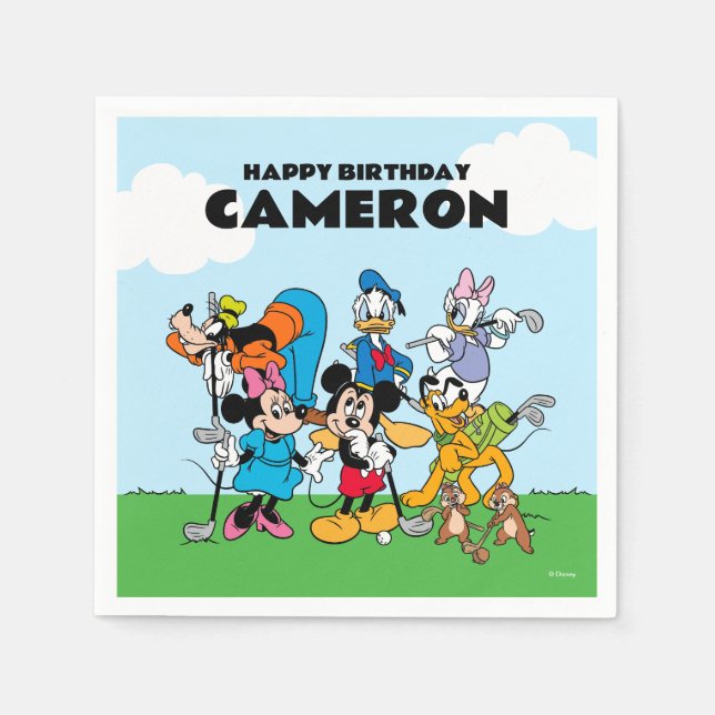 Mickey & Friends Golf Birthday Napkin (Front)