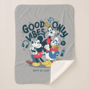 Mickey & Friends   Good Vibes Only Sherpa Blanket