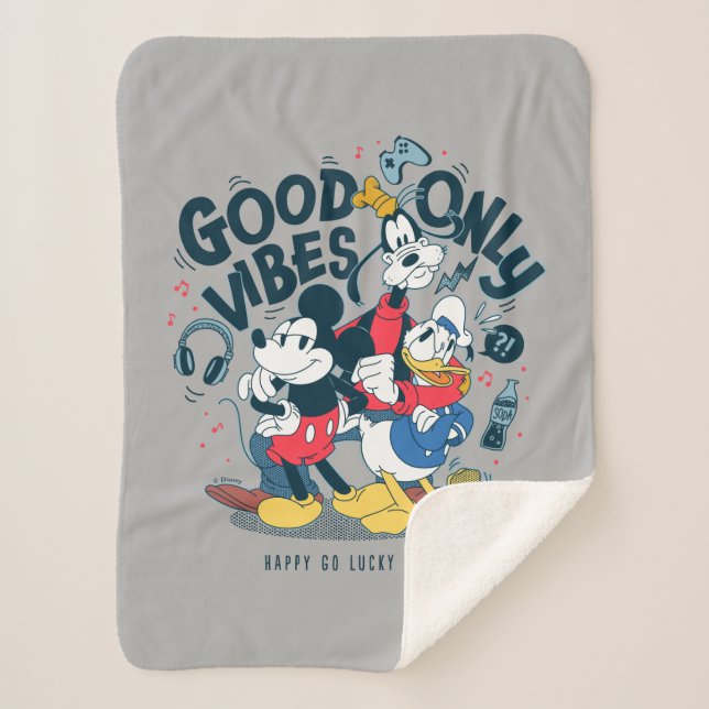 Mickey & Friends | Good Vibes Only Sherpa Blanket (Front)