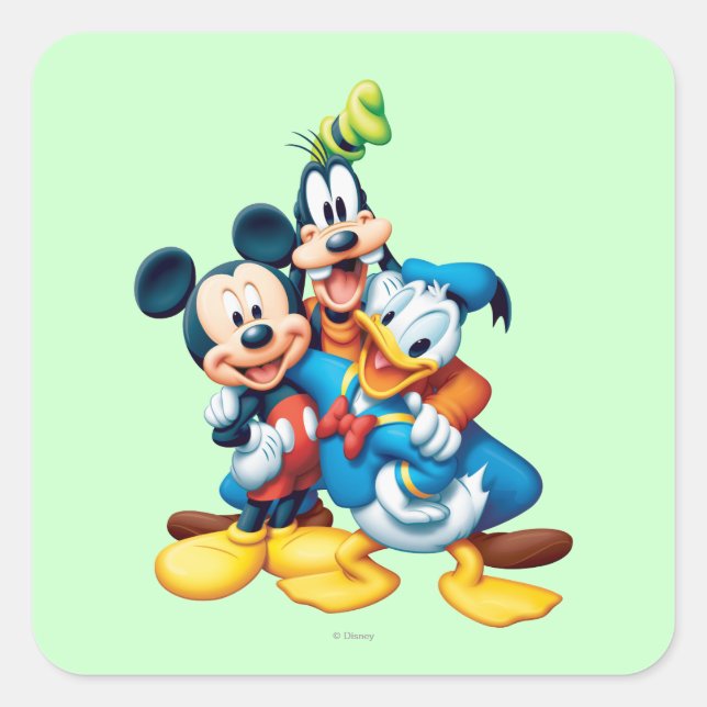 Mickey & Friends | Group Hug Square Sticker (Front)