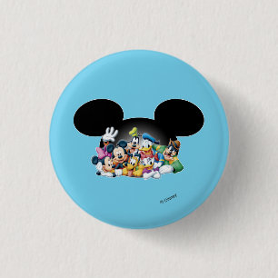 Mickey & Friends   Group in Mickey Ears 1 Inch Round Button