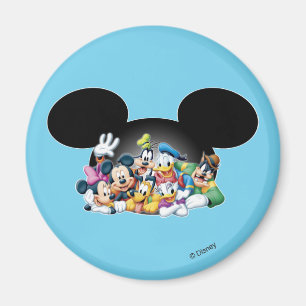 Mickey & Friends   Group in Mickey Ears Magnet