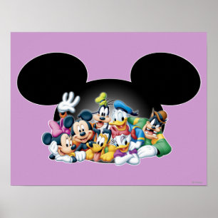 Mickey & Friends   Group in Mickey Ears Poster