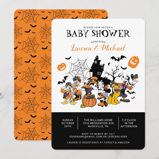 Mickey & Friends Halloween Baby Shower Invitation (Front/Back)