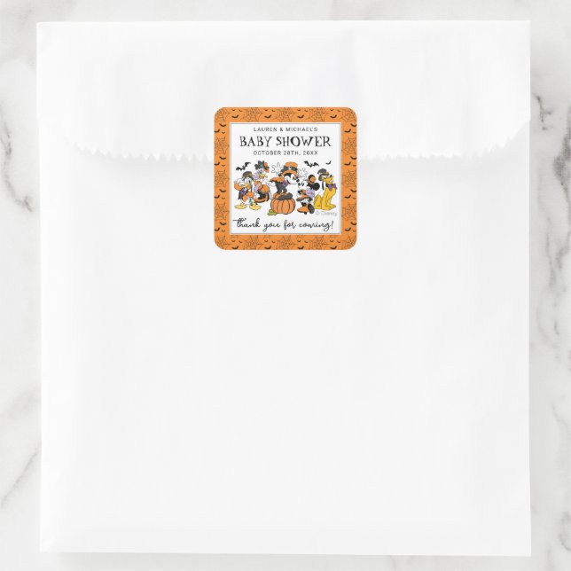 Mickey & Friends Halloween Baby Shower Square Sticker (Bag)