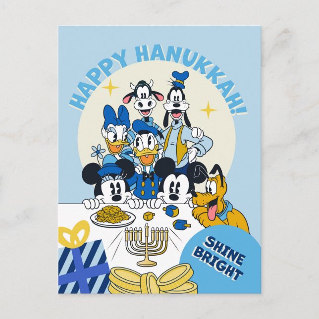 Mickey & Friends Happy Hanukkah  Holiday Postcard (Front)