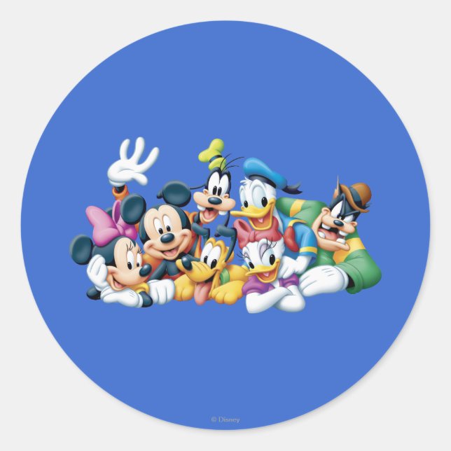 Mickey & Friends | Kneeling Classic Round Sticker (Front)