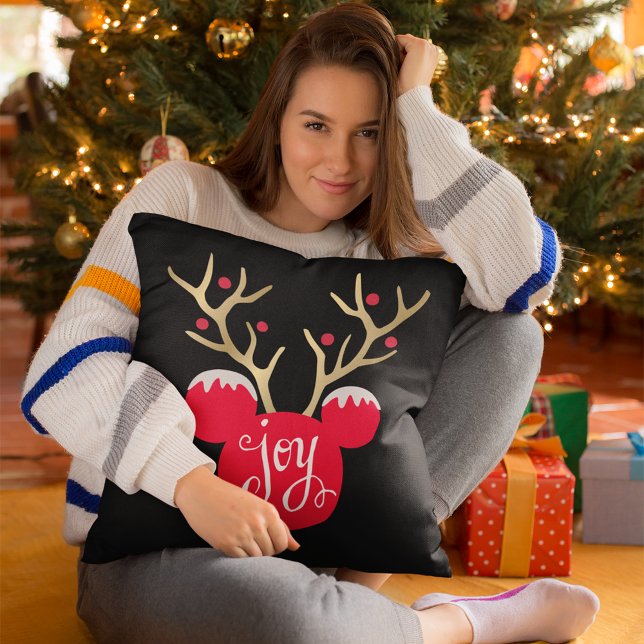 Mickey & Friends | Mickey Christmas Joy Throw Pillow (Person holding pillow)