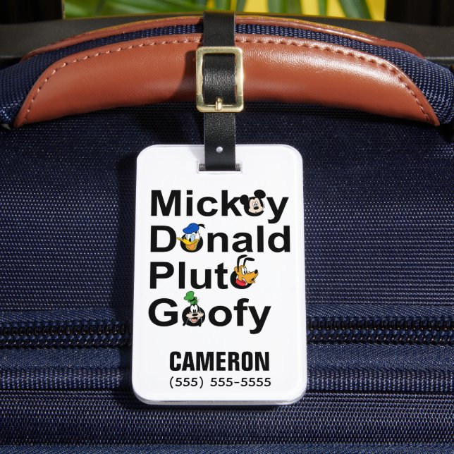 Mickey & Friends | Mickey Donald Pluto Goofy Luggage Tag (Front Insitu 2)