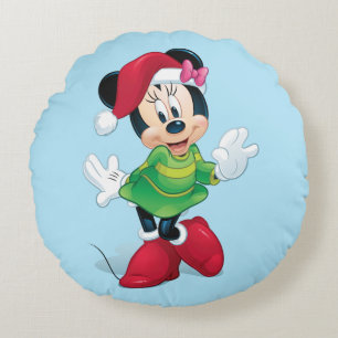 Mickey & Friends   Minnie Dressed For Christmas Round Pillow