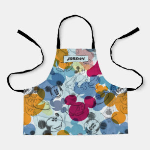 Mickey & Friends   Mouse Head Sketch Pattern Apron