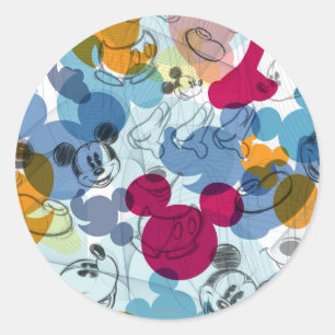 Mickey & Friends   Mouse Head Sketch Pattern Classic Round Sticker