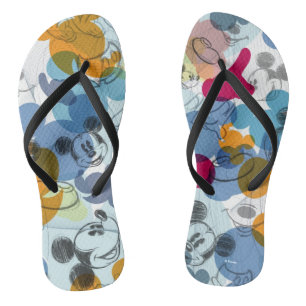 Mickey & Friends   Mouse Head Sketch Pattern Flip Flops