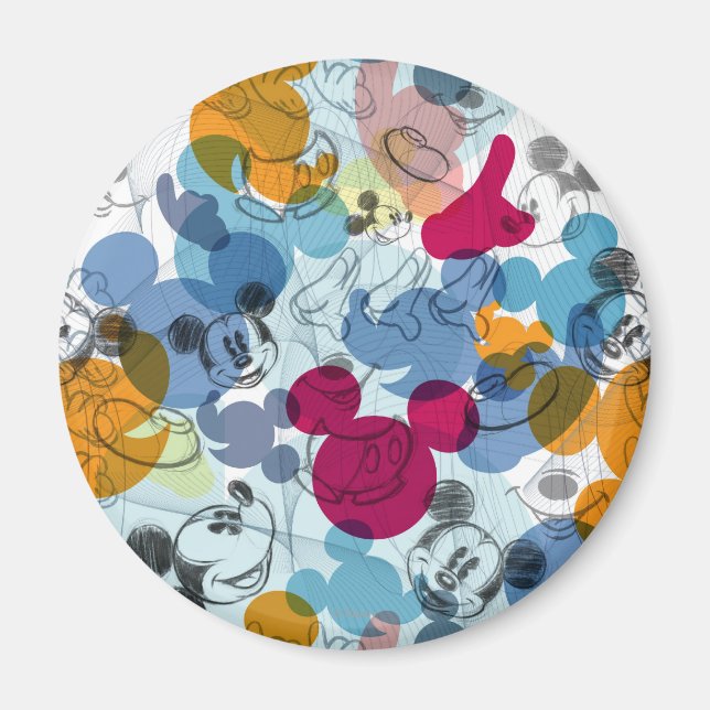 Mickey & Friends | Mouse Head Sketch Pattern Magnet (Front)