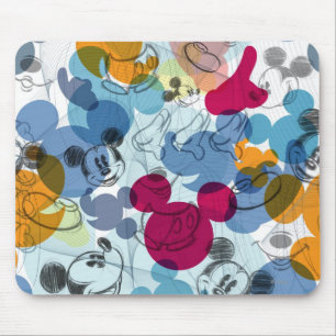 Mickey & Friends   Mouse Head Sketch Pattern Mouse Pad